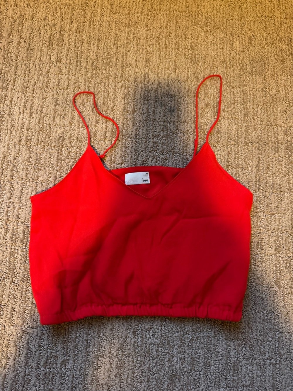 Aritzia Red V-Neck Cropped Camisole with Spaghetti Straps